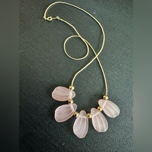 Avon Light Pink Lucite Acrylic and Gold Necklace